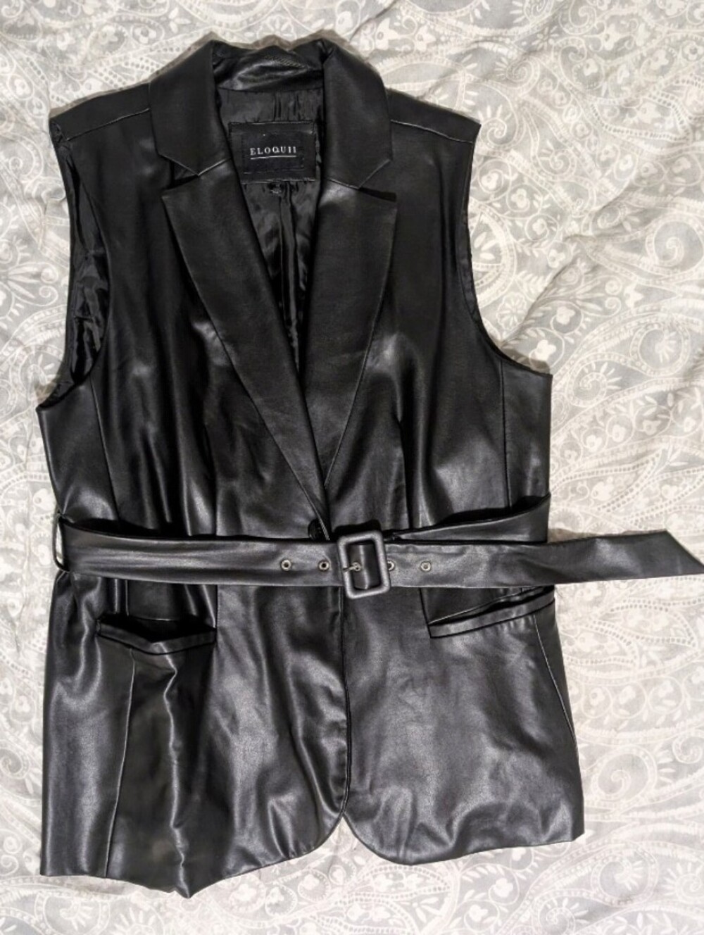 Faux Leather Belted Vest